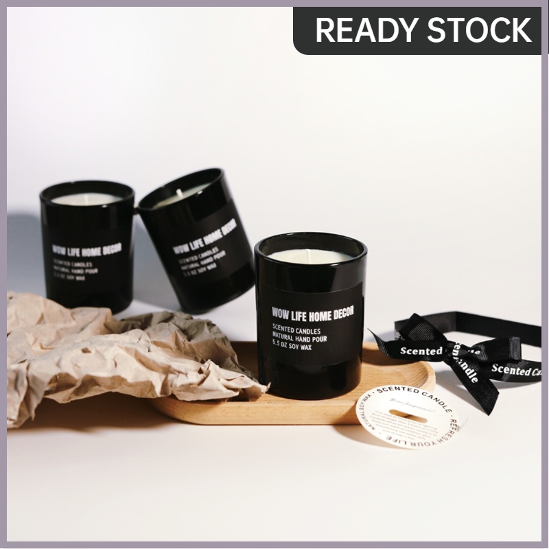 Scented Candle,150g Soy Wax black chic cup, essential oil added aromatherapy, gift packaging