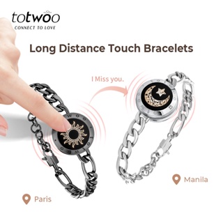 totwoo Long Distance Touch Bracelets for Couples, Vibration & Light Up for Love Couples Bracelets | Long Distance Relationship Gifts for Girlfriend