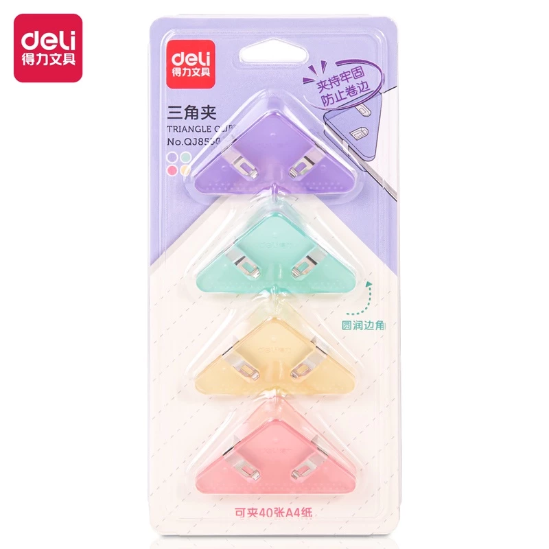 Deli Triangle Clip / Paper Clip / Penjepit Sudut Kertas Kapasitas 40 Lembar A4 QJ8530 - Gambar 3