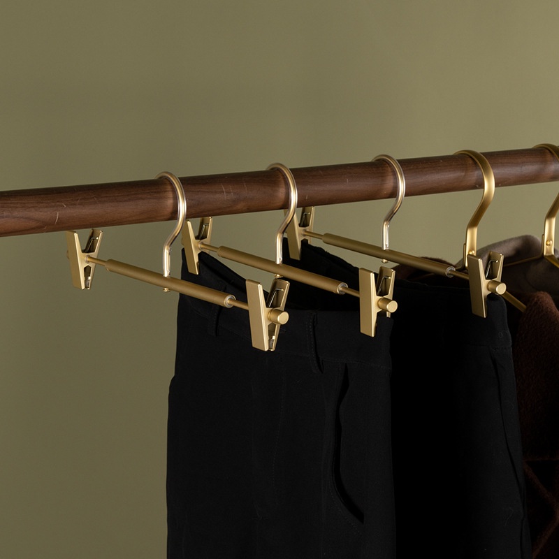 Golden Aluminum Alloy Pants Hanger Skirt Metal Clothes Trouser Clip ...