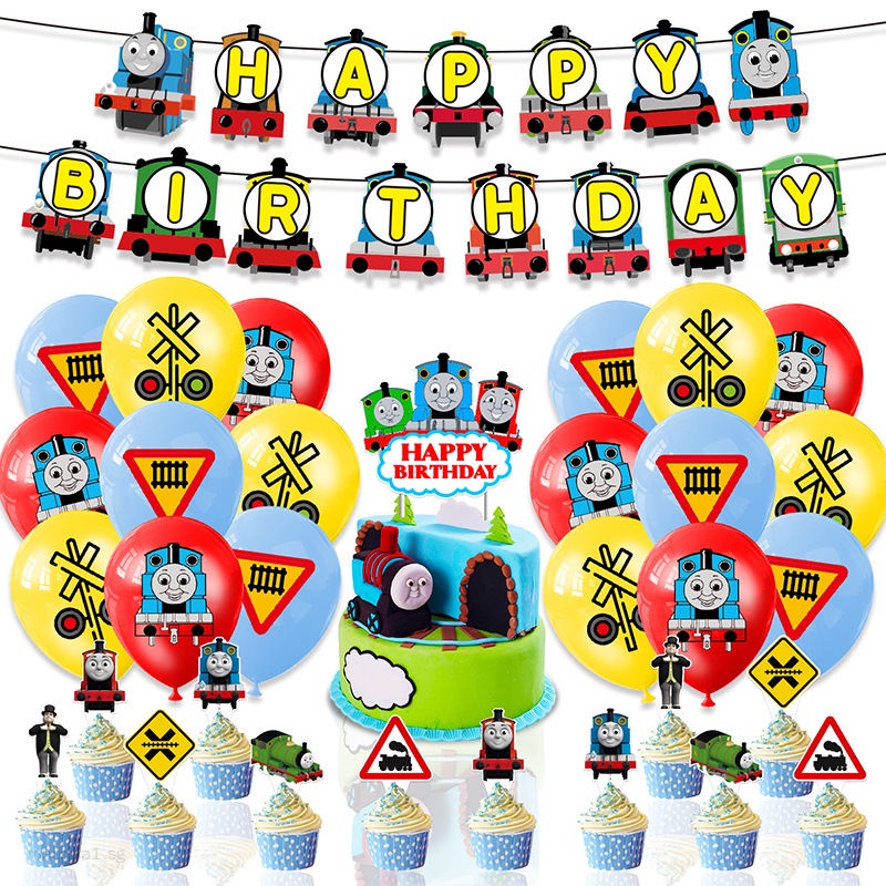 Thomas & Friends Birthday Decoration Set Cartoon Latex Balloon Cake ...