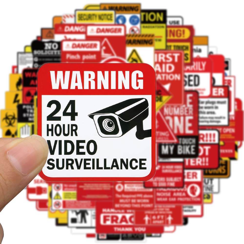 [Large sticker]75pcs New Warning Stickers Danger Toxic label for ...