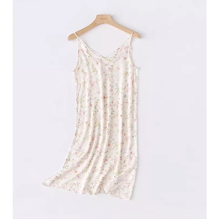 Chemise De Nuit à Fines Bretelles, Imprimé Fleuri, Ourlet Unique - Taille M (taille Petit), Occasion Excellent état