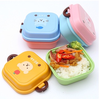 1pc Home Cartoon Lunch Box Food-grade Pp Material School Kids' Divided  Bento Box, Student 2-grid Meal Box Set, Microwave-heated Lunch Container  With Lid, No Leakage, Pink