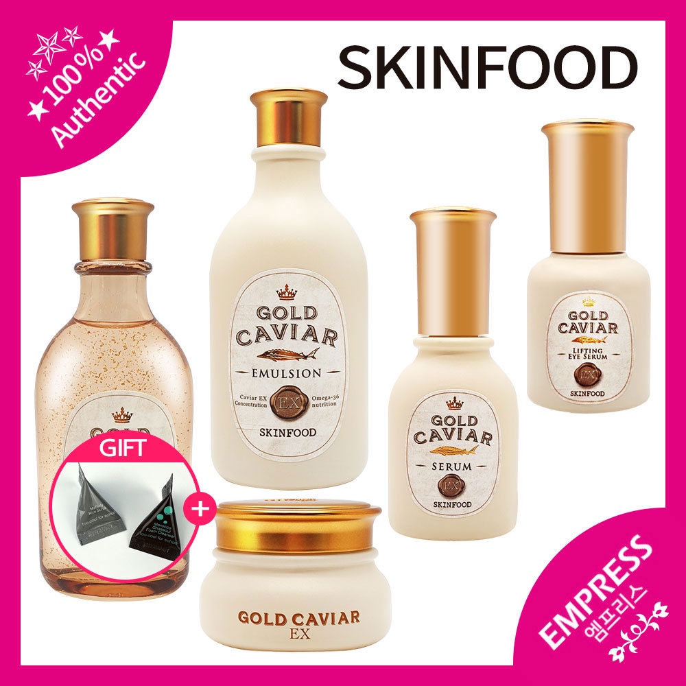 [SKINFOOD] Gold Caviar EX (Toner/Emulsion/Serum/Eye serum/Cream) Shopee Singapore