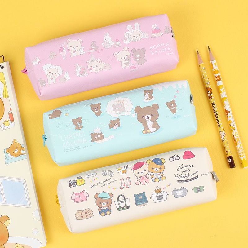 SanX Rilakkuma Bear Pencil Case Zipper Bag Cute Korean Stationery ...