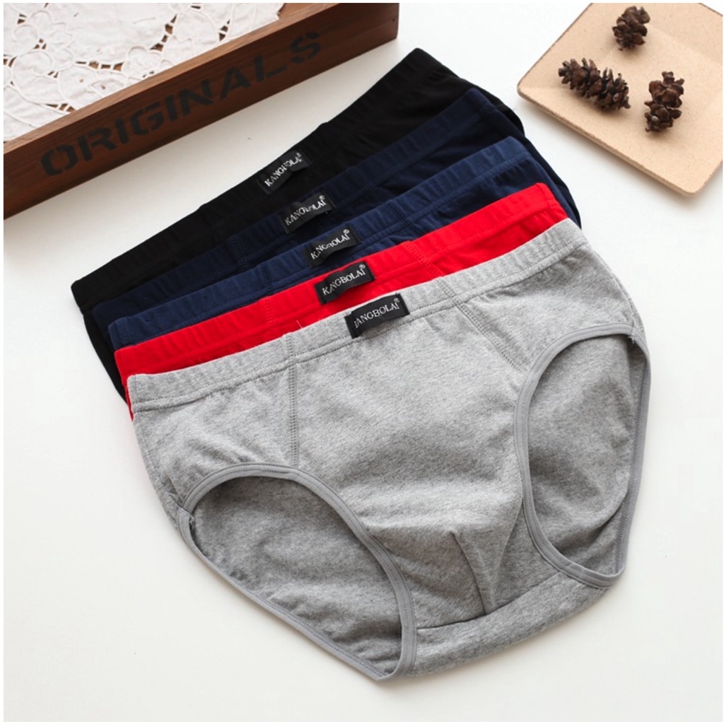 (L-6XL) Male Briefs Cotton Men Breathable Classic Underwear Underpant ...