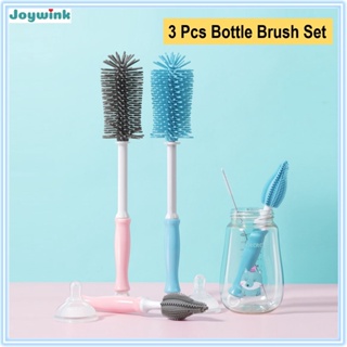 3-in-1 Bottle Cleaning Brush: Sponge, Silicone Bristles, and Nylon Bri