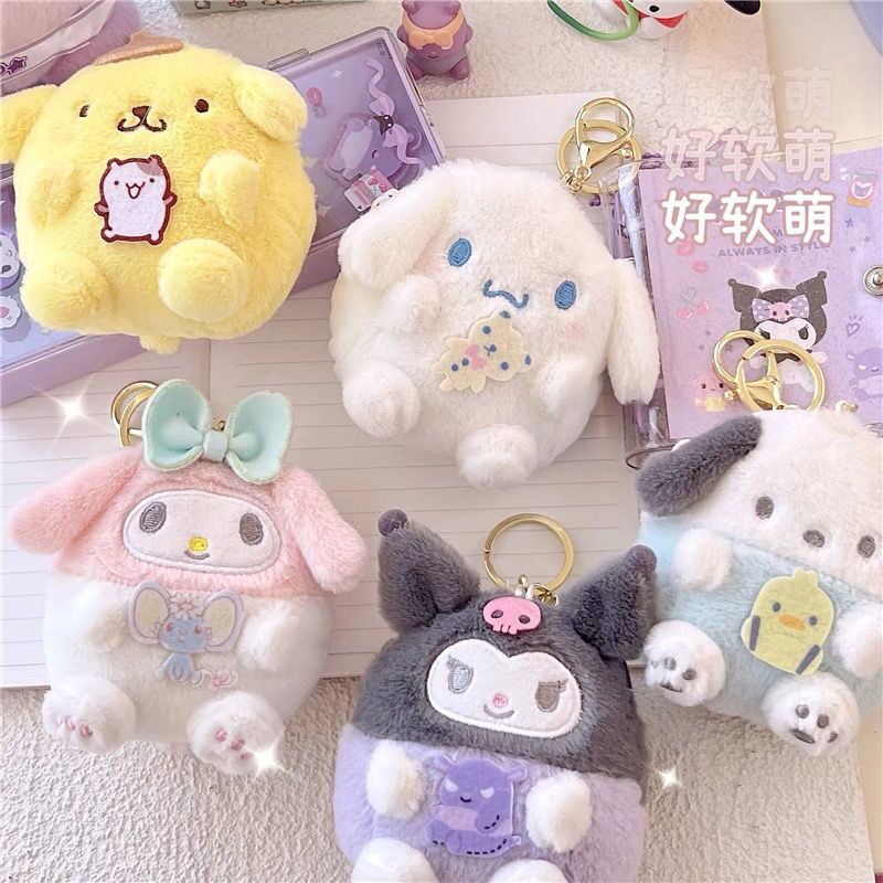 Cartoon Plush Coin Purse Keychain Zip Cable Pouch Bag Pendant Cute ...