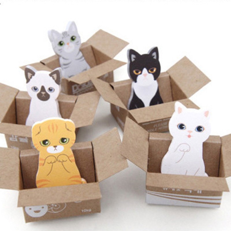 30 Pcs Cute Kitty Sticky Notes Cat Memo Pads Animal Page Flags ...