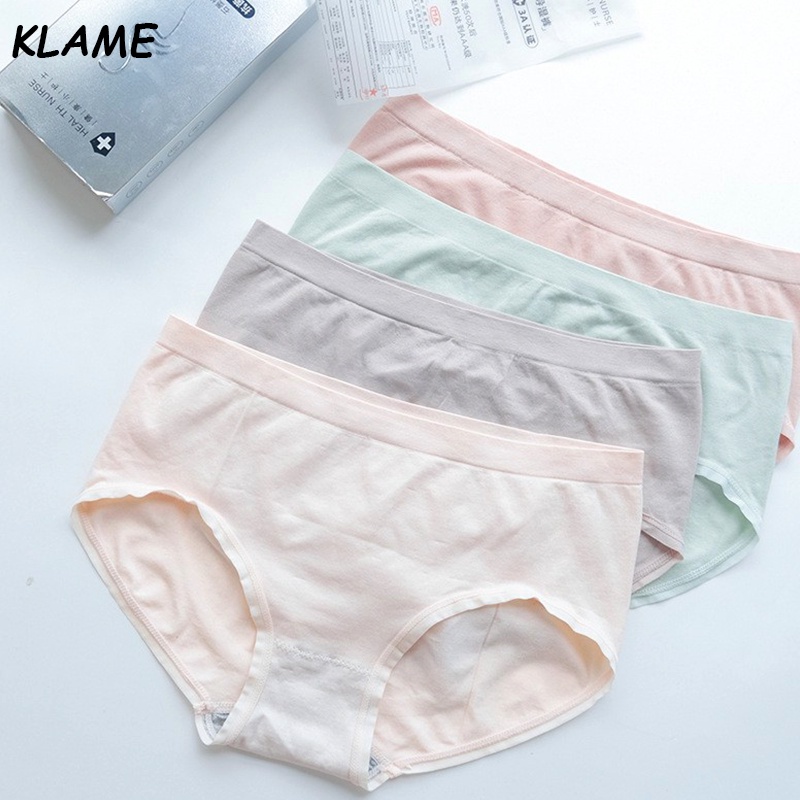 Klame Graphene Antibacterial Panties Women Cotton Seamless Briefs Simple Mid Rise Underwear Girl 8653