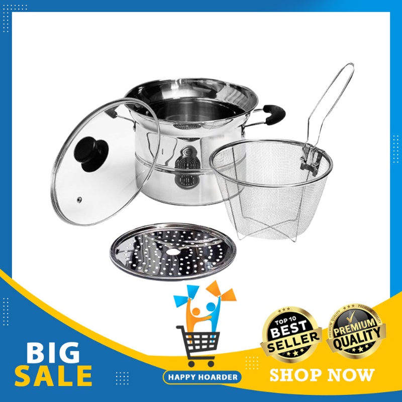 Stainless Steel Deep Fryer Pot With Removable Strainer - 3L Capacity For Home & Camping