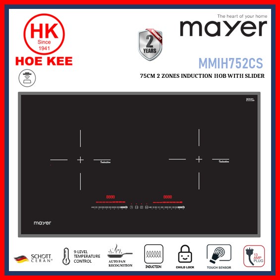 Mayer MMIH752CS 75cm 2 Zones Induction Hob with Slider Shopee Singapore