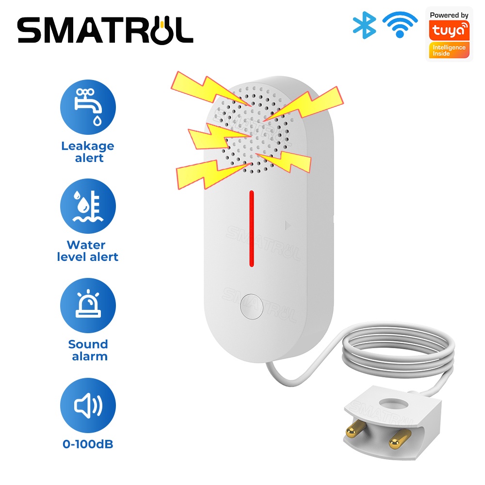 SMATRUL Tuya Smart Wifi Leak Sensor Water Leakage Detector Flood Alert