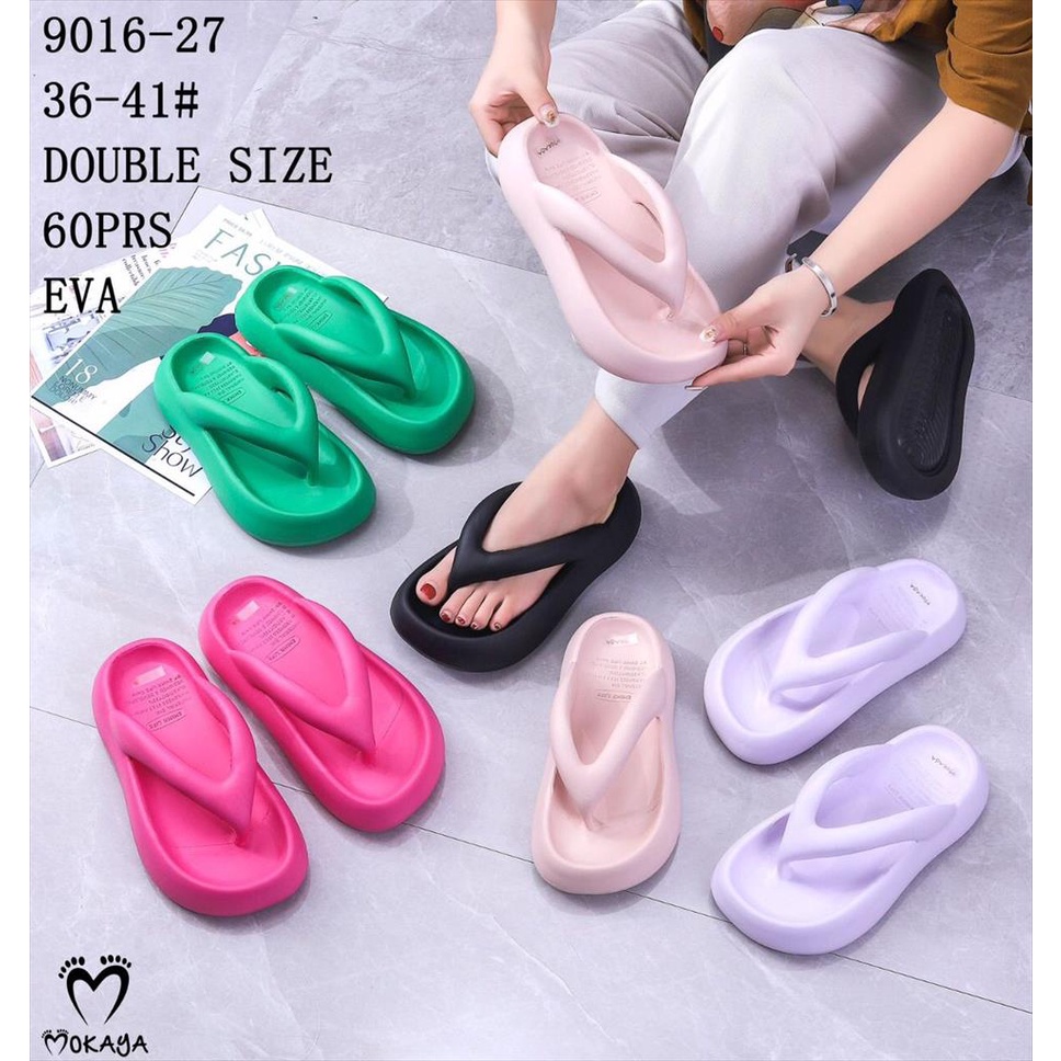 Jelly Flip Flops Women Plain Platform Thick Rubber Eva Super Light Soft