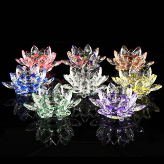 Chirstmas Sale Quartz Crystal Glass Lotus Flower Ornaments Feng shui  Crystals flowers Gifts Crafts For Home wedding decoration