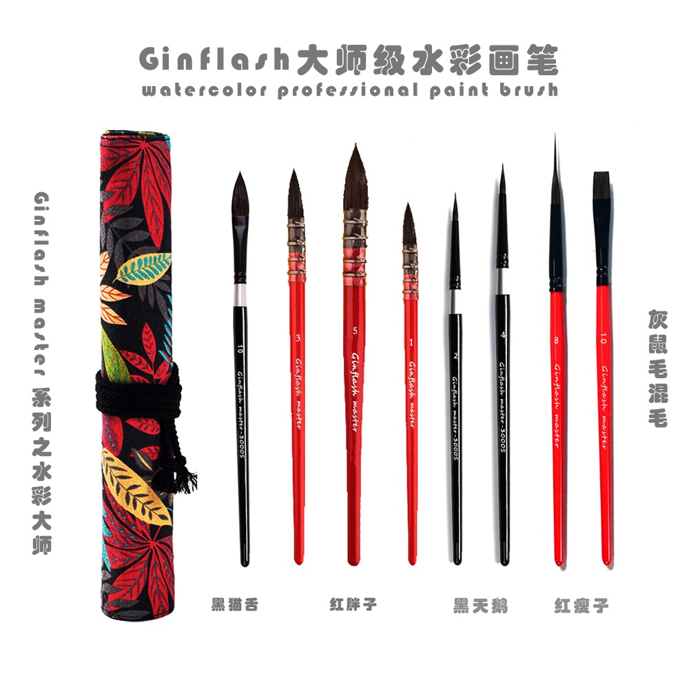 Ginflash 1Pc Watercolor Squirrel Hair Brush Wood Paint Brush Artist ...