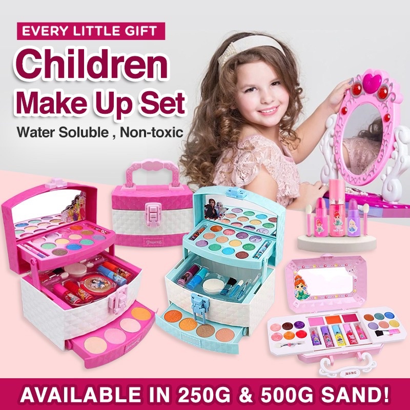 SG Ready Stock Non-toxic Water soluble Children Makeup Kit Eye Disney Princess