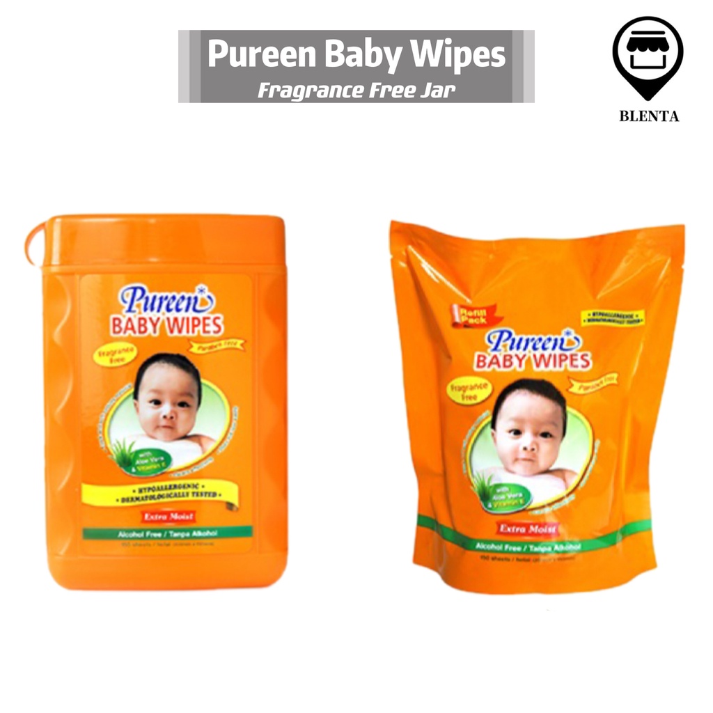 Pureen Baby Wipes Fragrance Free Jar (150’s + 150’s Refill)🔥SG READY