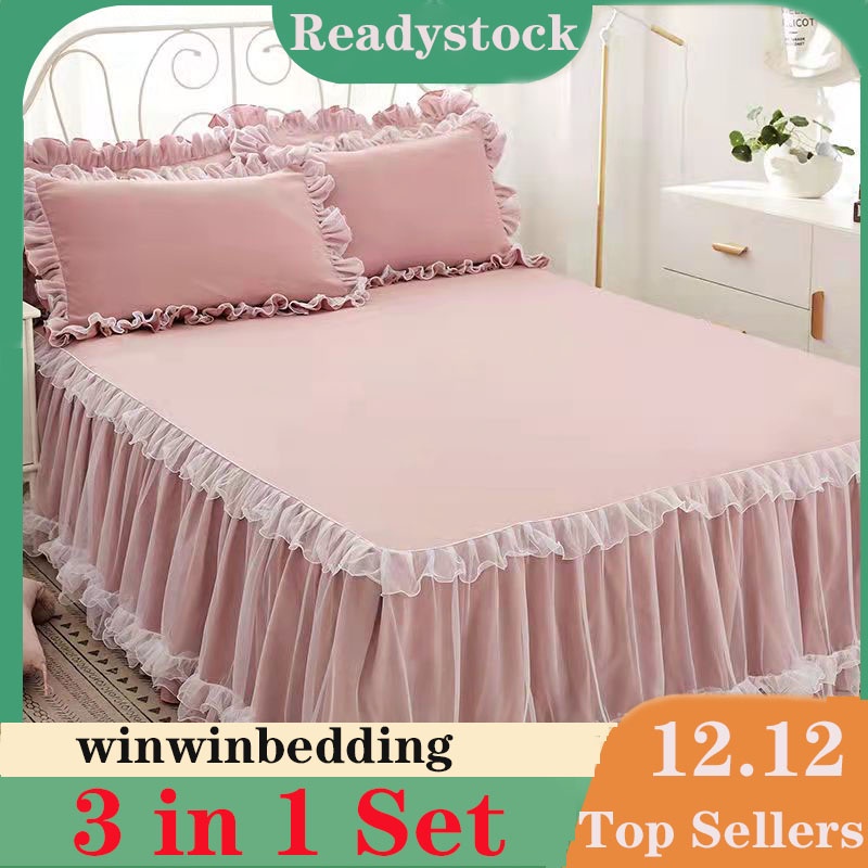 3IN1 Set Cadar Pengantin Beropol Lace Cadar Ropol Cotton Sarung Bantal ...