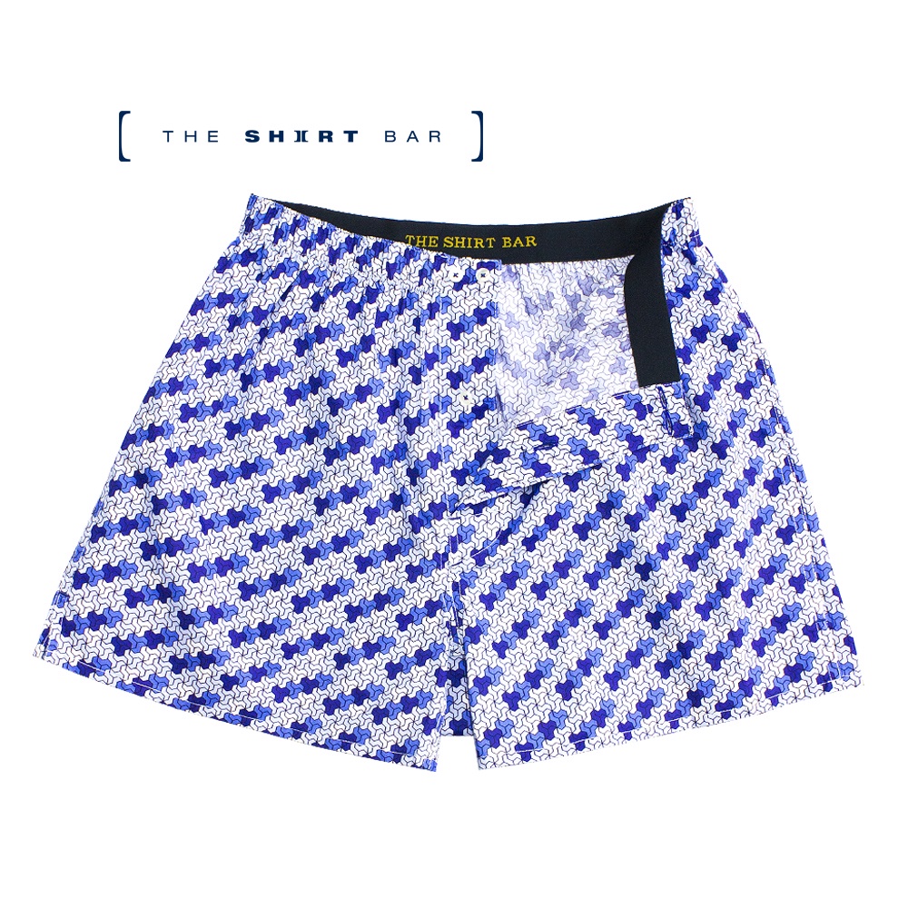 The Shirt Bar Men s SF Blue Mosaic Tiles SG Inspired Print Boxer