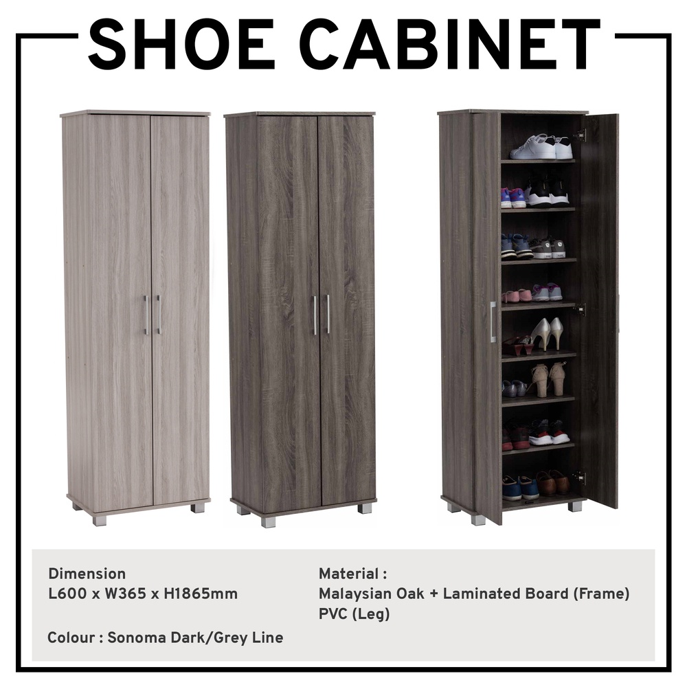 Shallow depth shoe cabinet