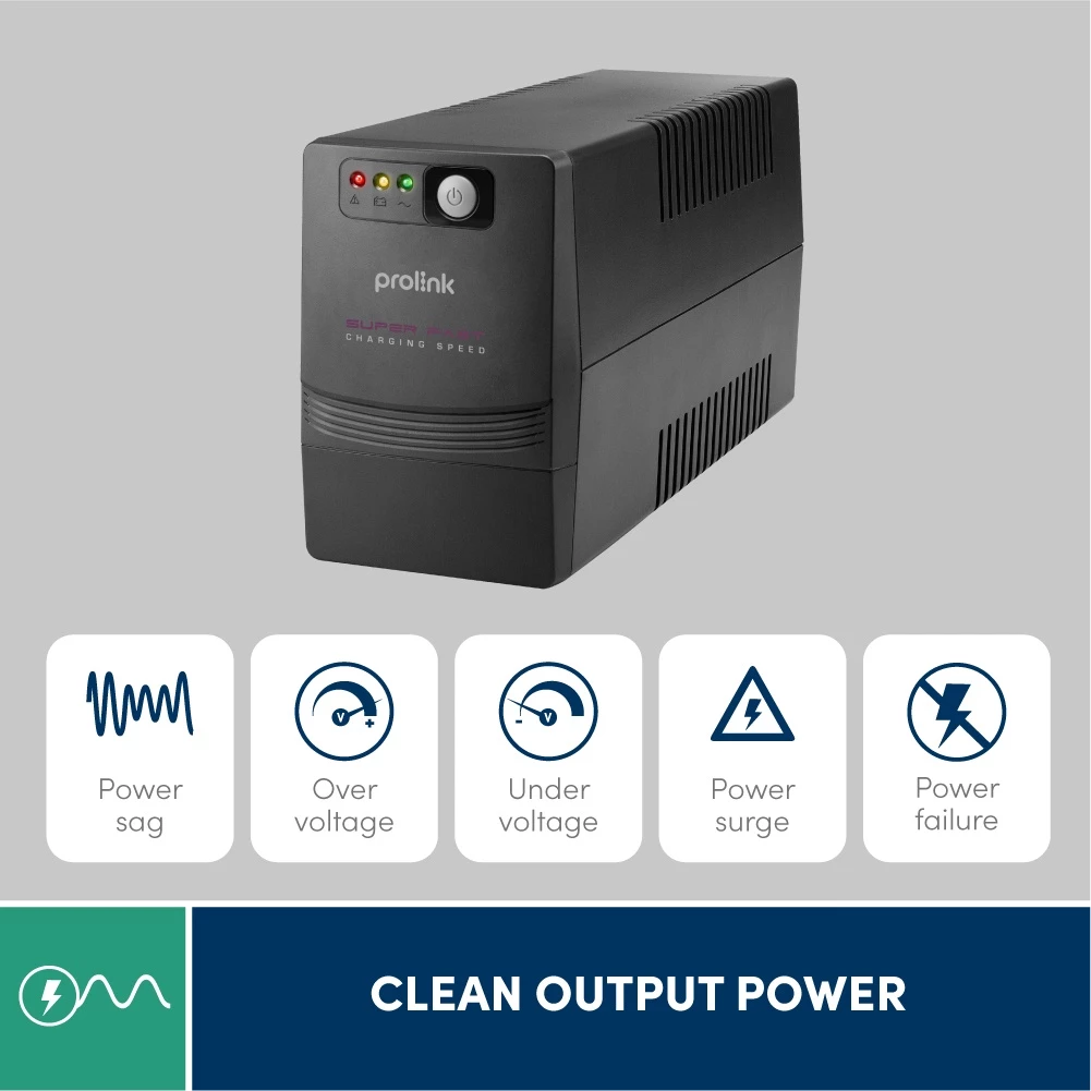 Prolink 650VA Line Interactive UPS Super Fast Charging Universal Power Socket - Gambar 4