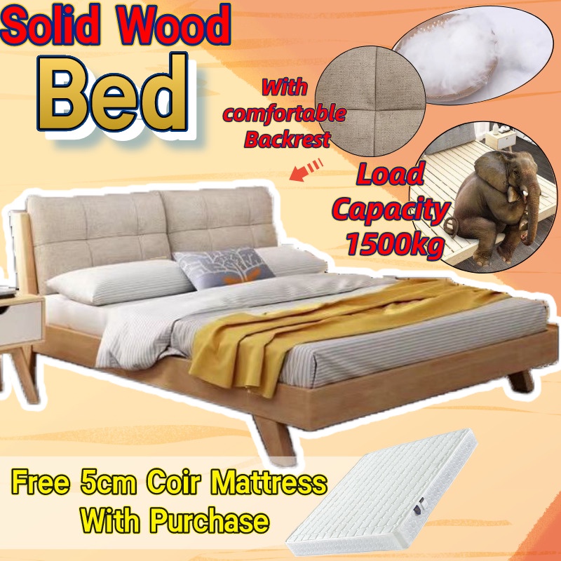 【Free Mattress】Bed Frame pull out Bed frame Solid wood bed frame with