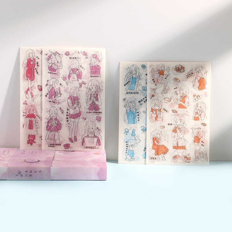 Kawaii Cartoon Girl Series Washi Stickers Student Diary Deco DIY ...