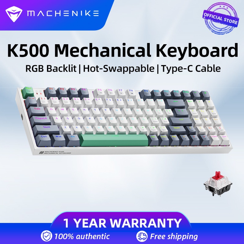 K500 Keyboard RGB nical he Backlit Hot-Swappable wired 90% layout 94 ...