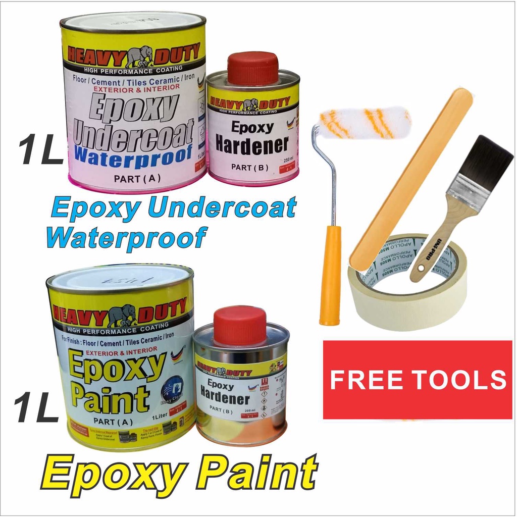 { FULL SET } Epoxy Floor Coating HEAVY DUTY ( FREE Tool Set + 1L