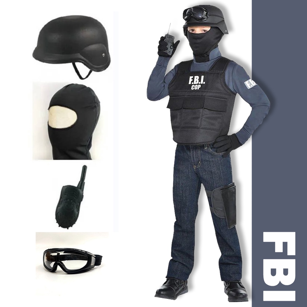 Children's cosplay suit FBI agent bulletproof suit 4piece set