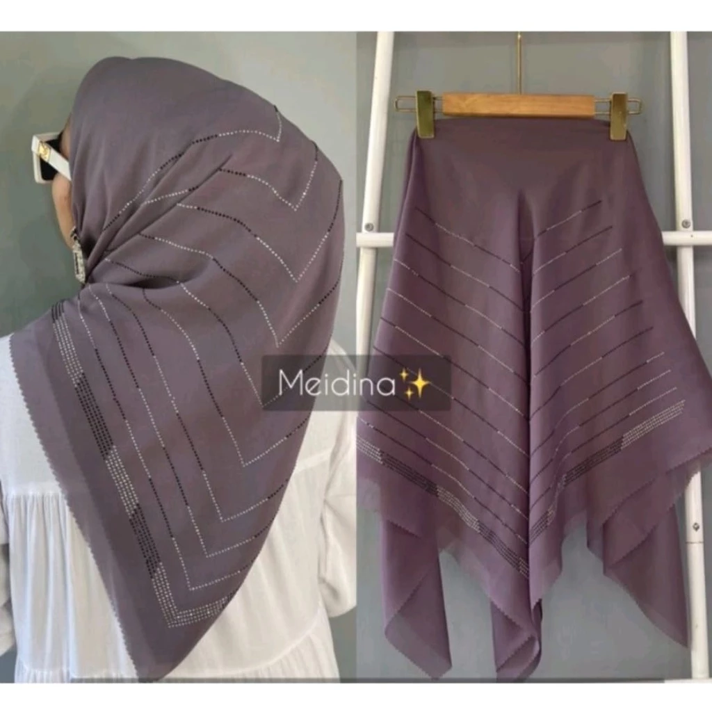 Hijab Segi Empat Swaroski / Segi Empat Payet Mahkota LC - Gambar 4
