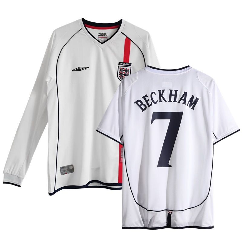 England Vintage Jersey 2002 World Cup No. 7 Beckham 10 Irving Long