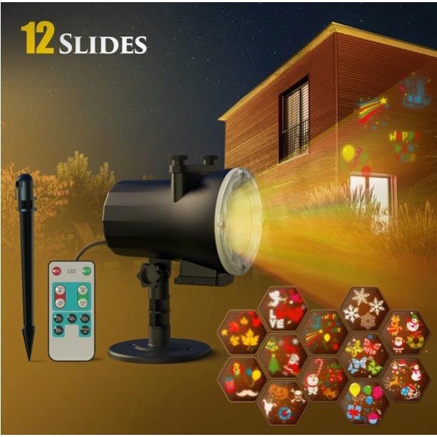 LTTENY LED Christmas projector light，12 patterns, RF remote control, 3 ...