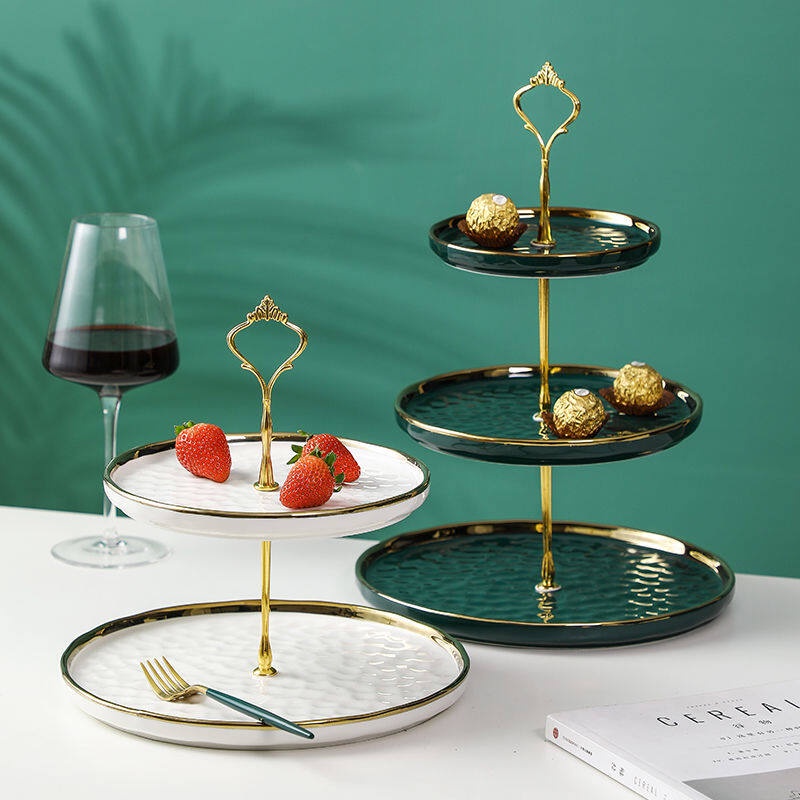 Luxury 3 Tier Ceramic Cake Stand Candy Snack Display Rack Party Three
