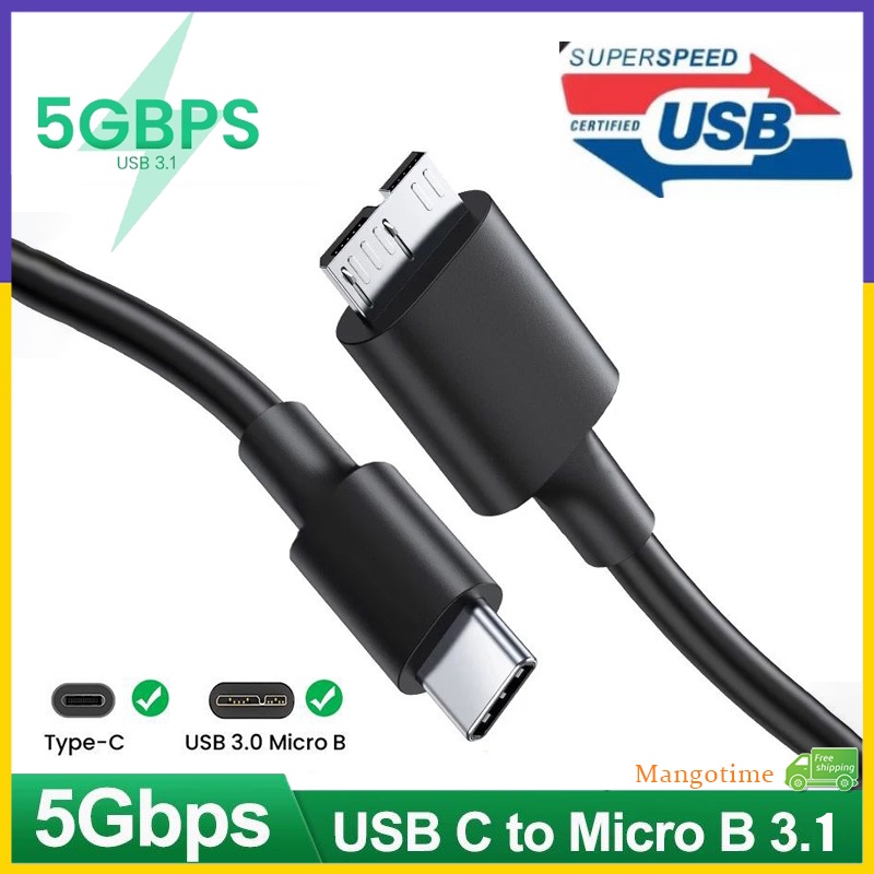 【Fast Ship】USB 3.1 Type C to Micro B Data Cable Connector Cord for Hard ...