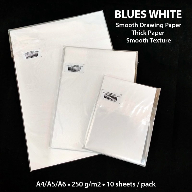 Drawing Paper 250 gsm Blues White Smooth Drawing Paper A6 / A5 / A4 ...