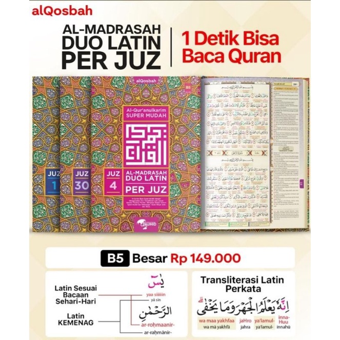 Al-quran Al Madrasah Latin Duo Per Juz B5 Large Al-Quran Super Easy 30 ...