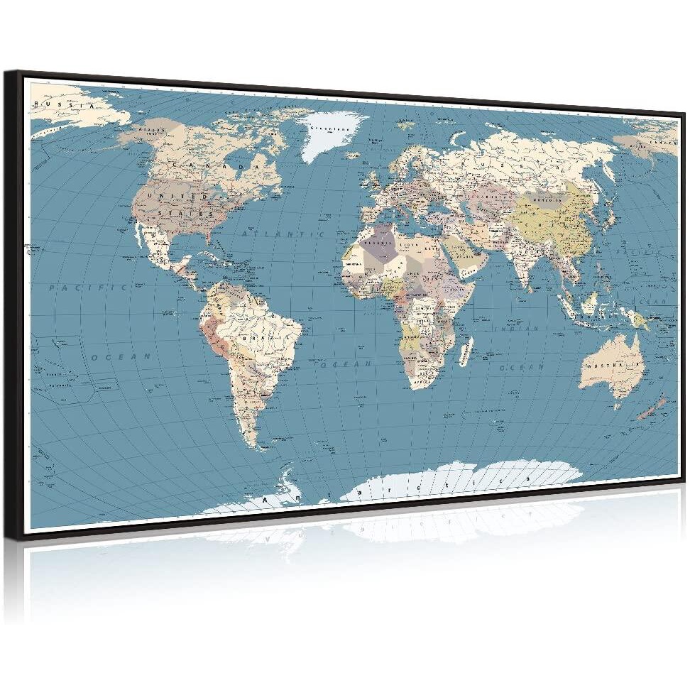Large Office Wall Decoration Detailed World Map Canvas Prints Poster ...