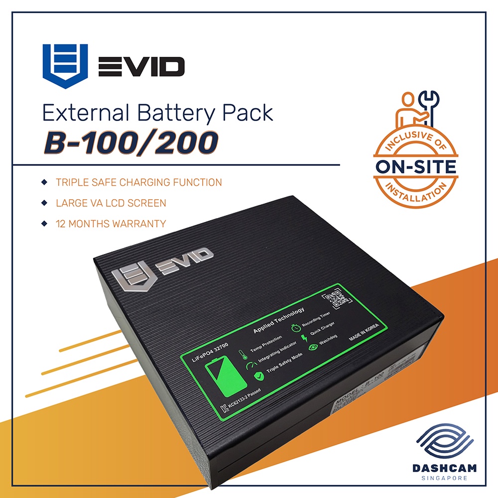 EVID External Battery Pack for Dashcam[Latest 2023 Models] 12,000mAh