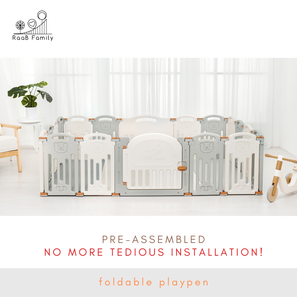 RaaB™ Family Bear Foldable Playpen Playard Safety Fence Non toxic material