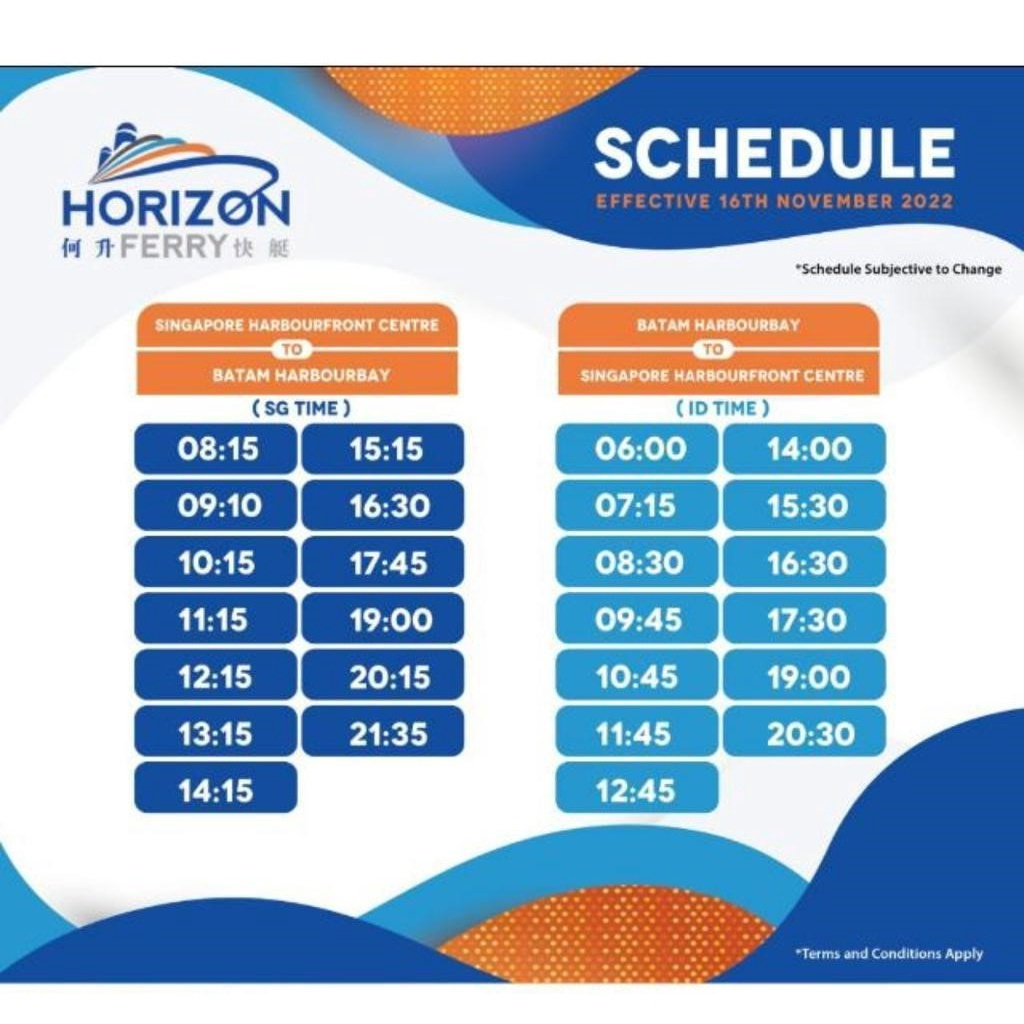 Offer Batam Ferry Ticket. 2way Horizon Ferry Etickets to Harbourbay