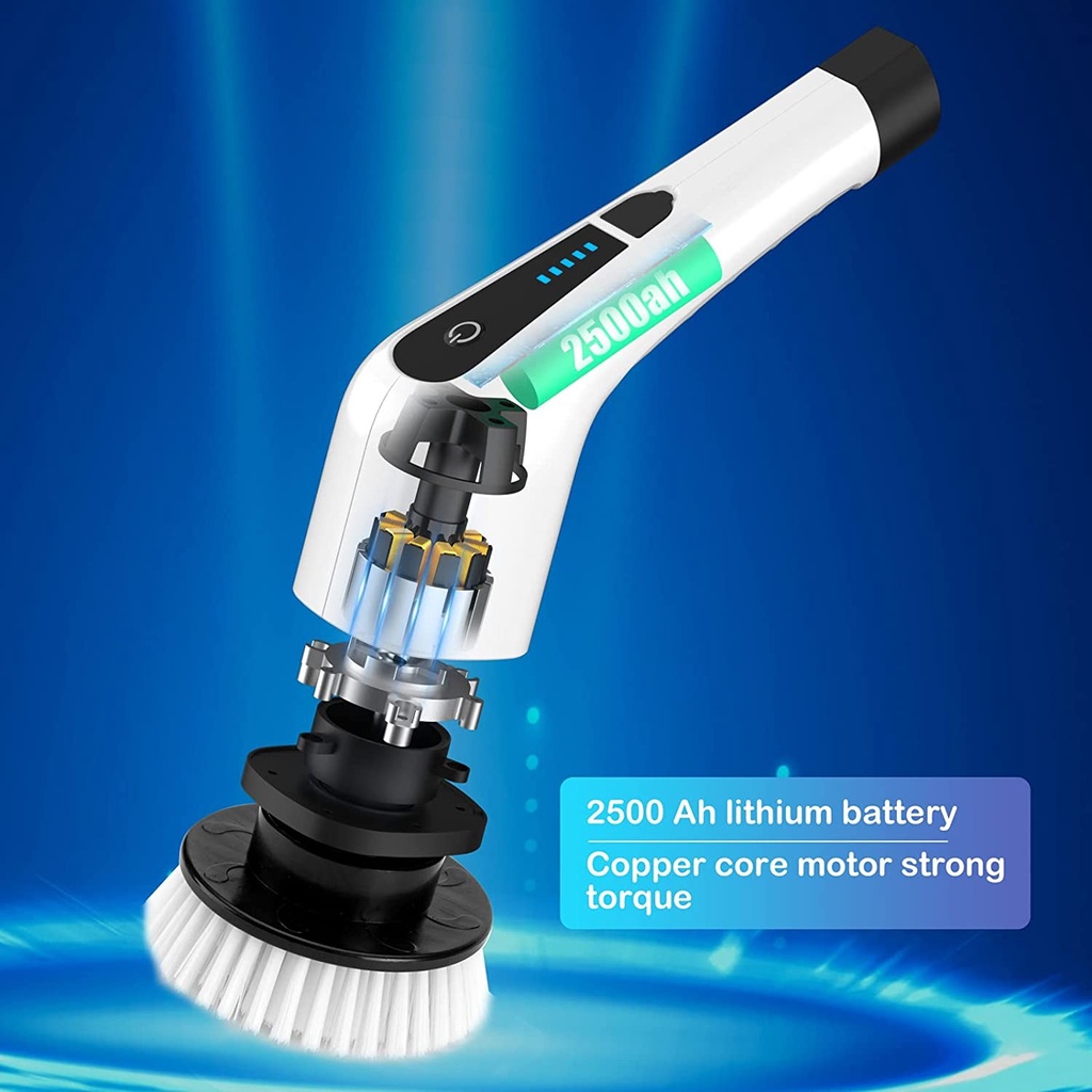 SMARTECK Electric Spin Scrubber Bathroom Cleaning Brush Long Extension Handle