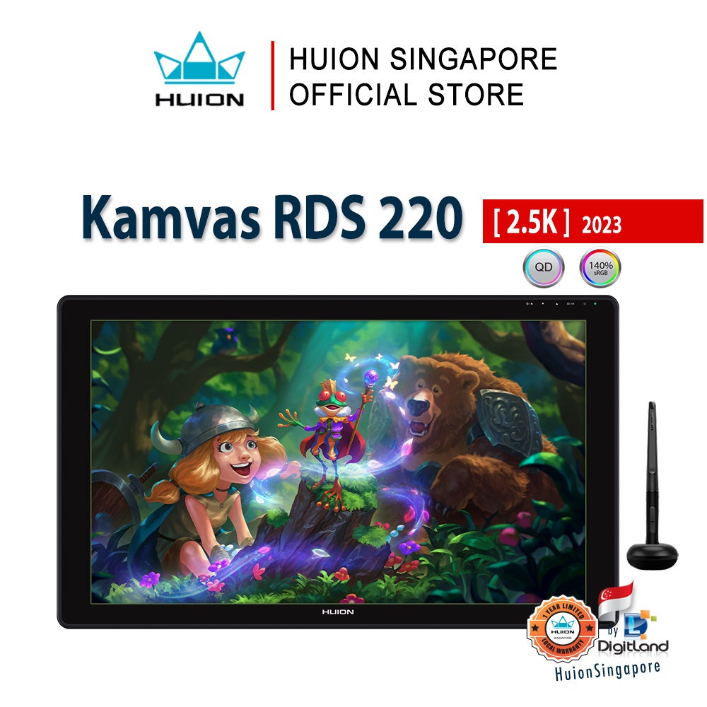 Huion Singapore Kamvas RDS220 (2.5k QHD) 145 sRGB Drawing Tablet Pen