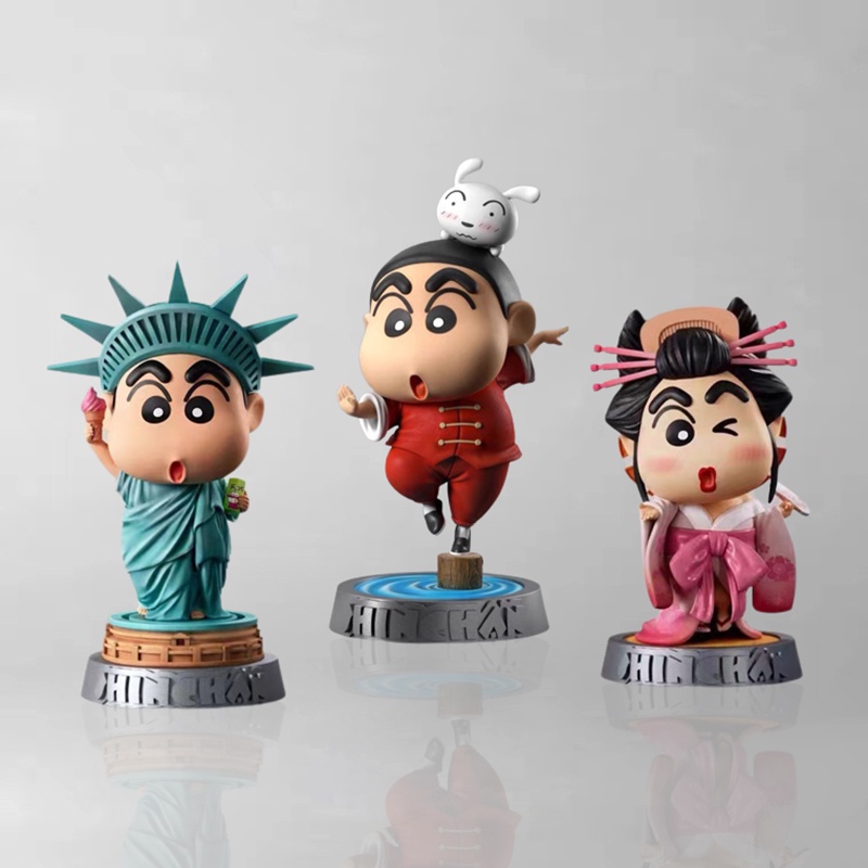 New Crayon Shin Chan Nohara Shinnosuke Global Tour Series Cute Cos Statue  of Liberty Kabuki Shinchan 10cm Figure Decoration Model Kids Toys | Shopee  Singapore