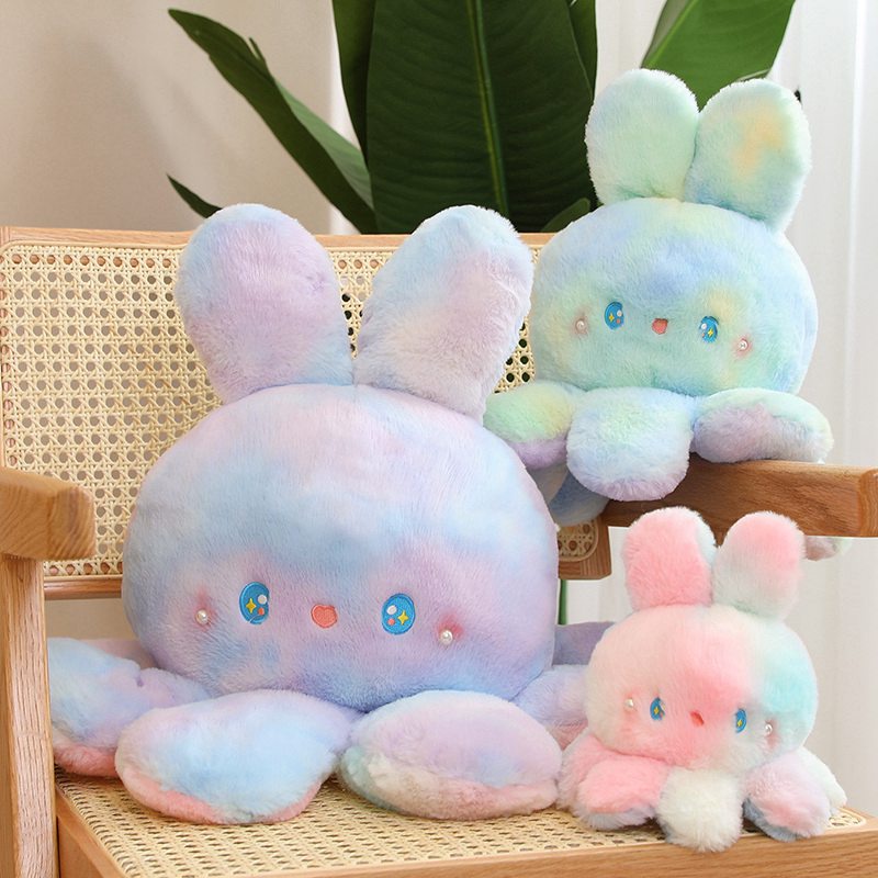 Tiktok 20cm-50cm Kawaii Reversible Octopus Rabbit Doll Plush Toy Flip ...