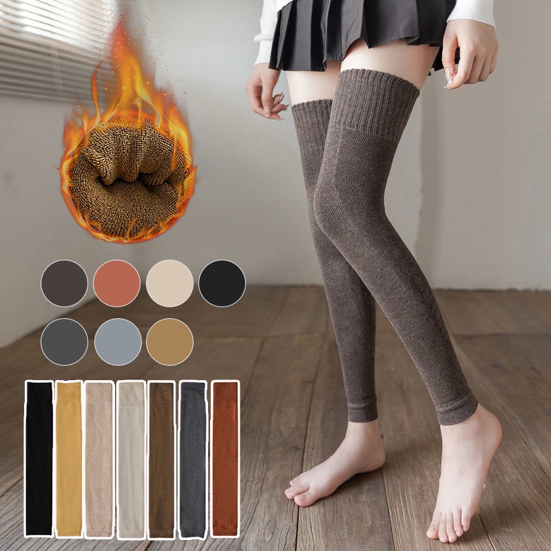Leggings Leg Sleeves Warmer Woolen Socks Long Tube Solid Color Thicken
