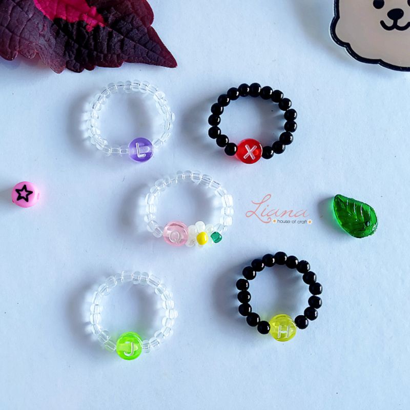Ap Series Initial Letter Beaded Ring | Shopee Singapore