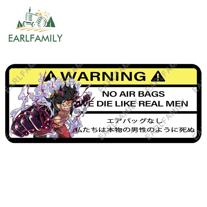 EARLFAMILY 15cm x 6cm Cartoon Roronoa Zoro Car Sticker AIRBAG WARNING